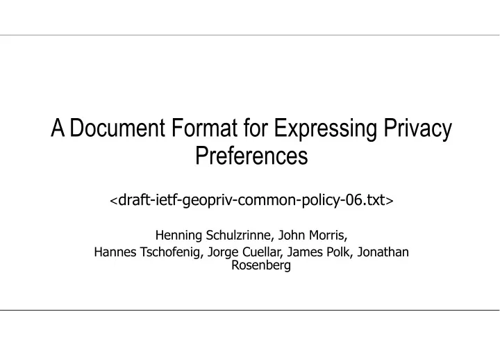a document format for expressing privacy preferences