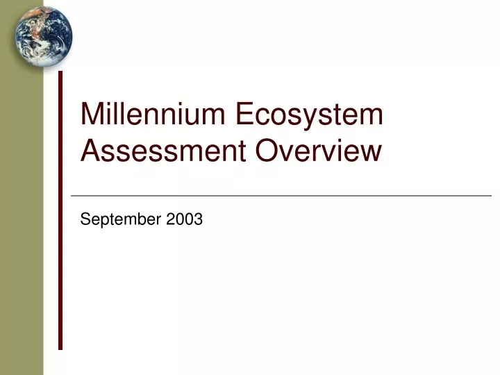 millennium ecosystem assessment overview