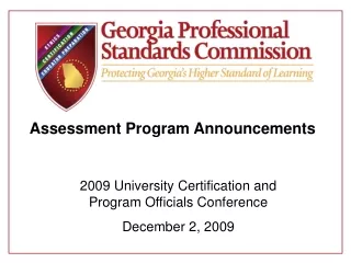 Assessment Program Announcements