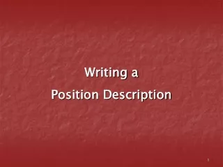 Writing a  Position Description