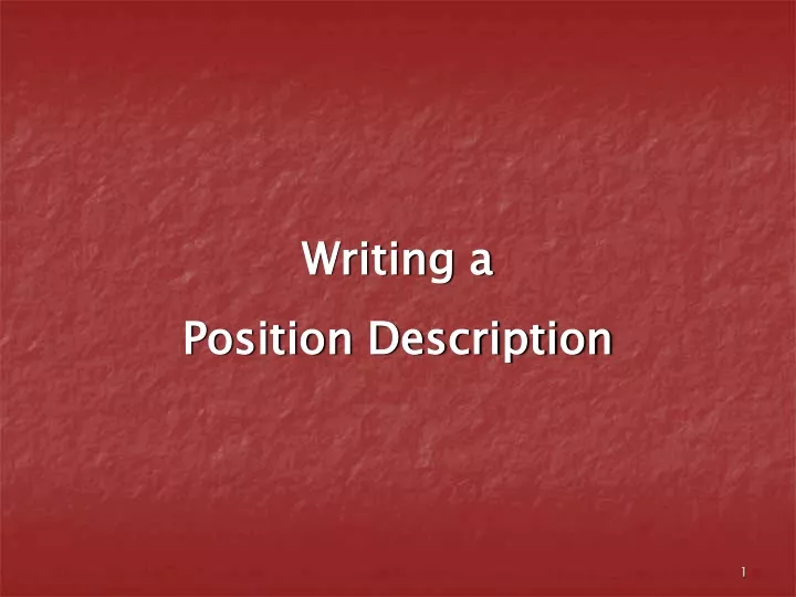 writing a position description