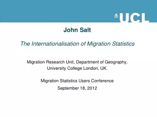 John Salt The Internationalisation of Migration Statistics