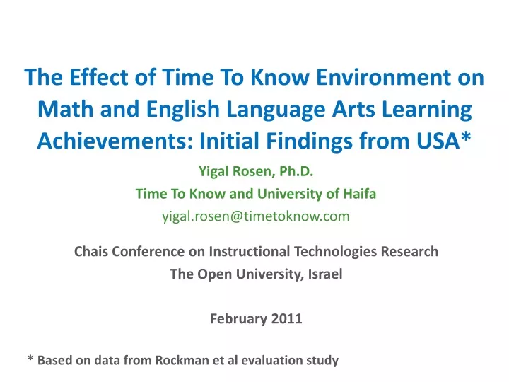 the effect of time to know environment on math