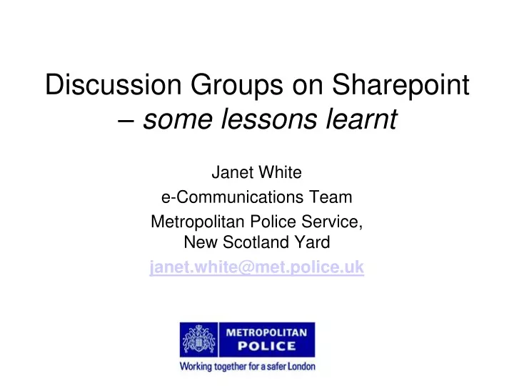 discussion groups on sharepoint some lessons learnt