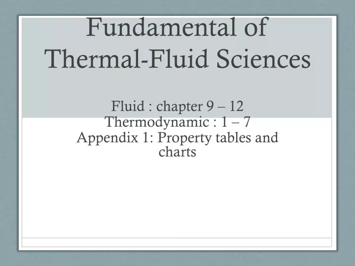 fundamental of thermal fluid sciences