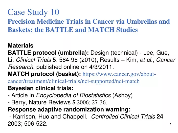 case study 10 precision medicine trials in cancer