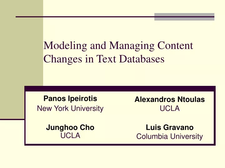 modeling and managing content changes in text databases