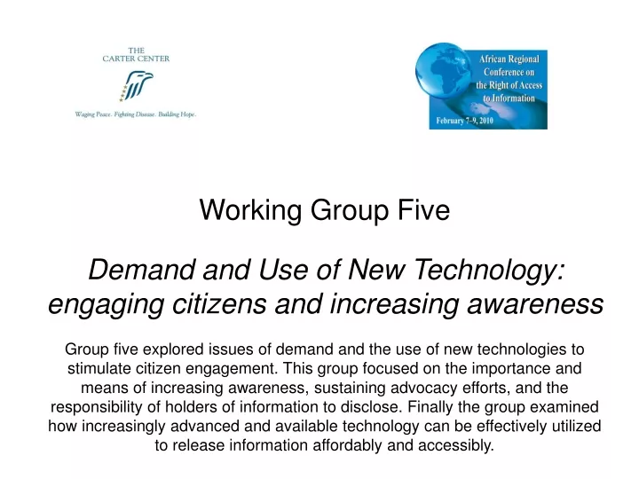 working group five demand
