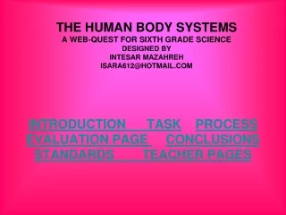 INTRODUCTION TASK PROCESS EVALUATION PAGE  CONCLUSIONS STANDARDS         TEACHER PAGES