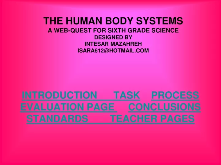 introduction task process evaluation page conclusions standards teacher pages