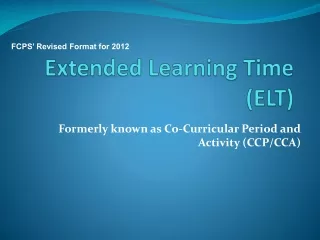 Extended Learning Time (ELT)