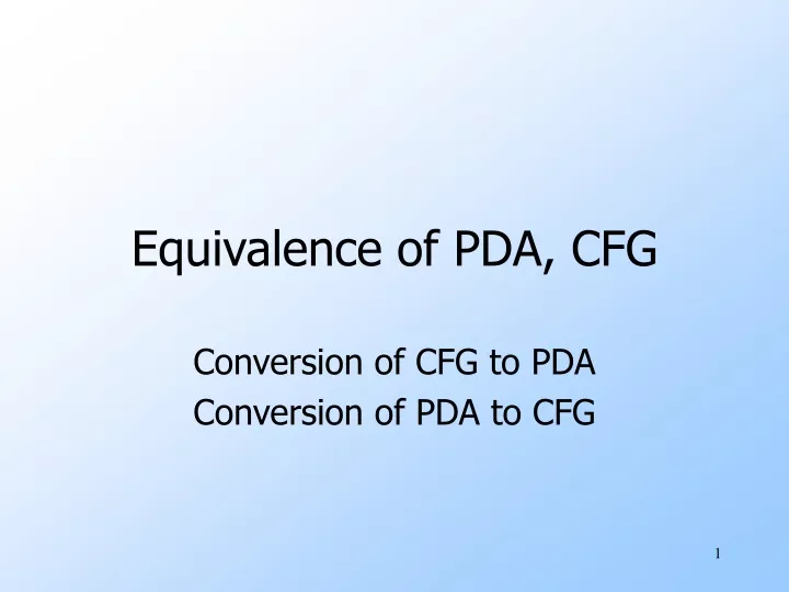 equivalence of pda cfg
