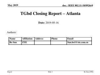 TGbd  Closing  Report  –  Atlanta