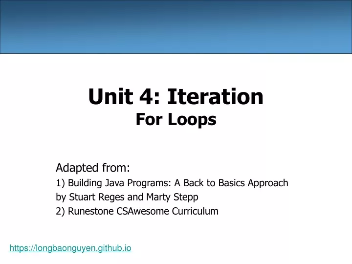 unit 4 iteration for loops