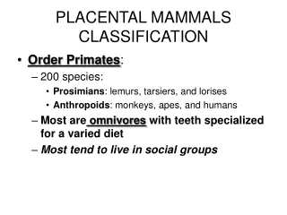 PLACENTAL MAMMALS CLASSIFICATION