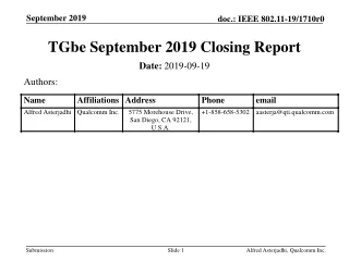 TGbe September 2019 Closing Report