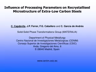 Influence of Processing Parameters on Recrystallised Microstructure of Extra-Low Carbon Steels