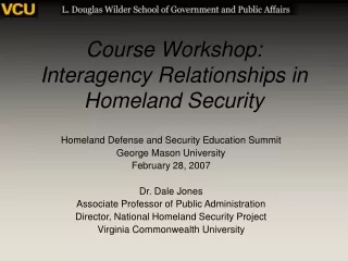 Course Workshop: Interagency Relationships in Homeland Security