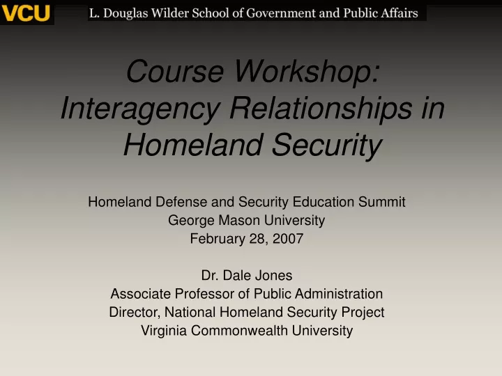 course workshop interagency relationships in homeland security