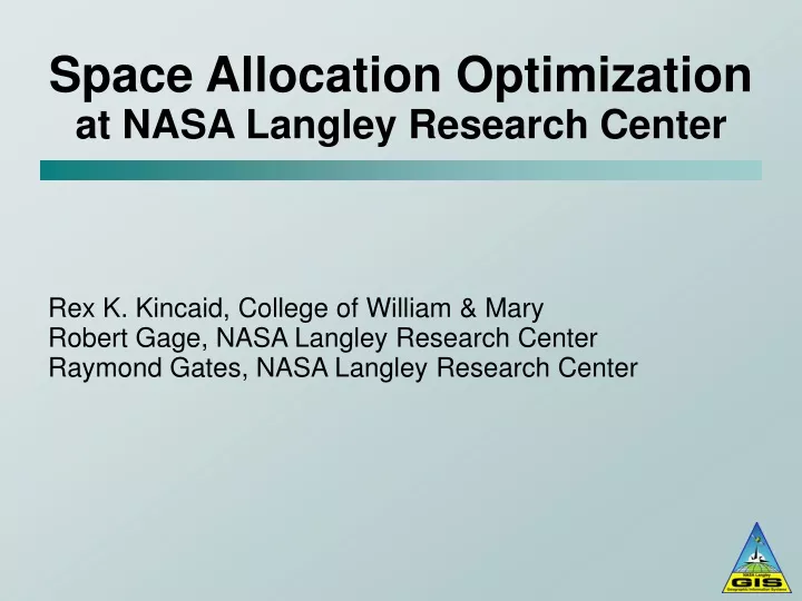 space allocation optimization at nasa langley research center