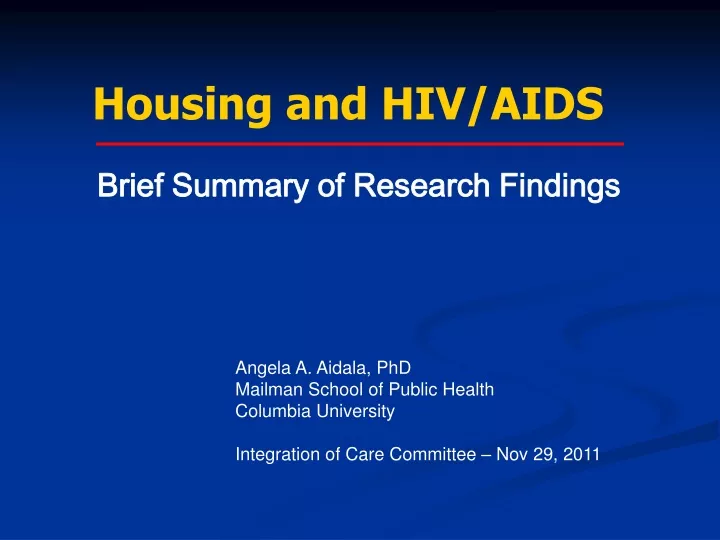 housing and hiv aids
