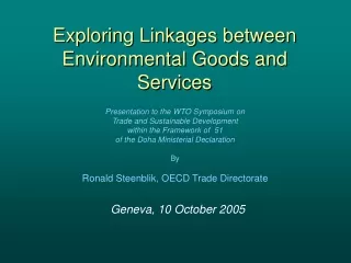 Exploring Linkages between Environmental Goods and Services