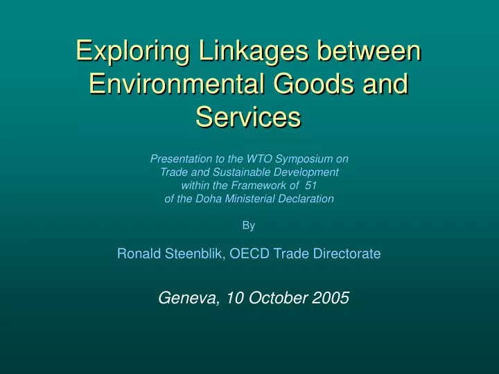 exploring linkages between environmental goods and services