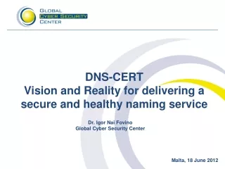 DNS-CERT Vision and Reality for delivering a secure and healthy naming service