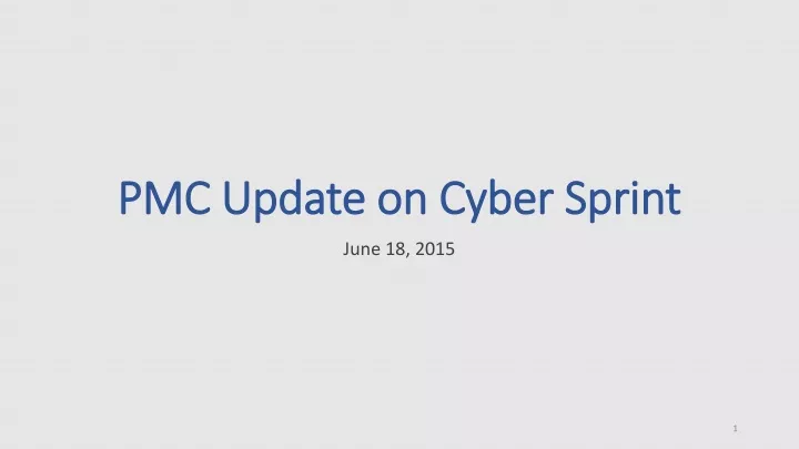 pmc update on cyber sprint
