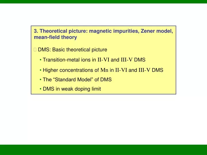 3 theoretical picture magnetic impurities zener