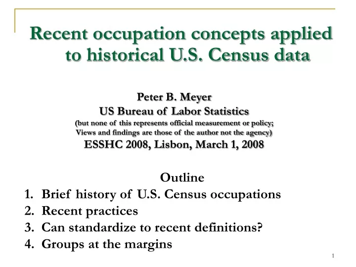 recent occupation concepts applied to historical