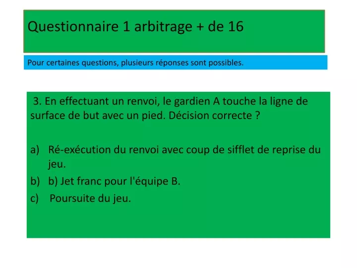 questionnaire 1 arbitrage de 16