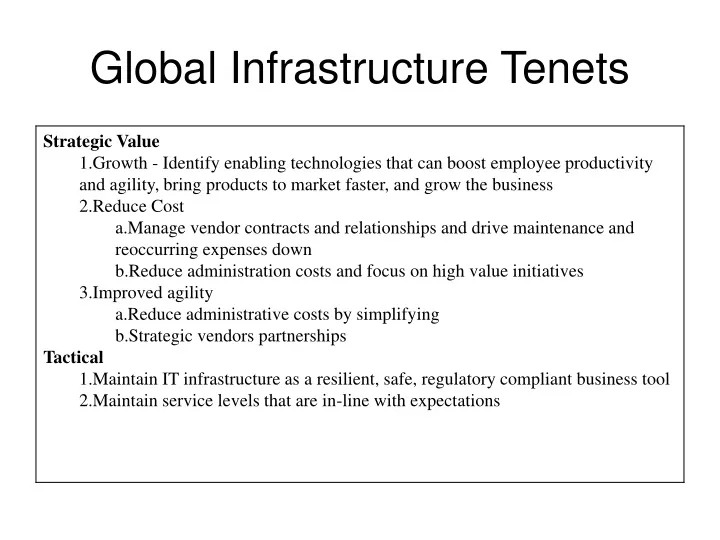 global infrastructure tenets