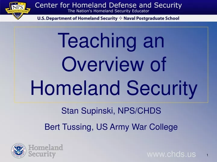teaching an overview of homeland security stan