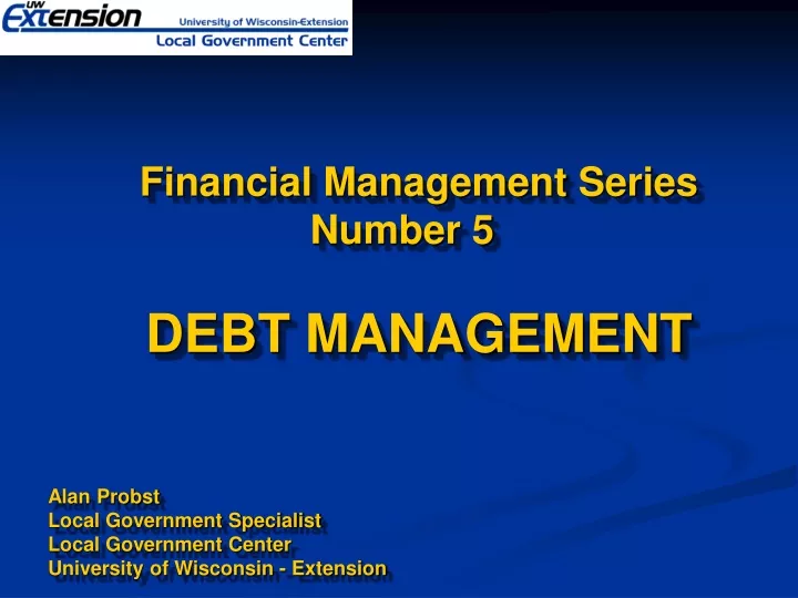 financial management series number 5 debt