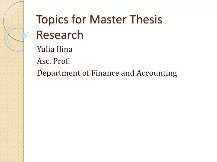 topics for masters thesis