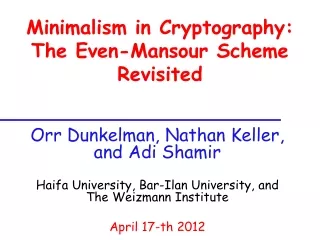 Minimalism in Cryptography: The Even-Mansour Scheme Revisited