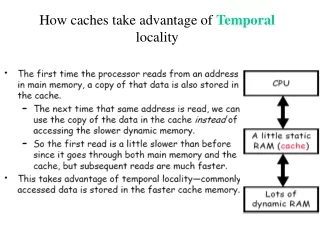 How caches take advantage of  Temporal  locality