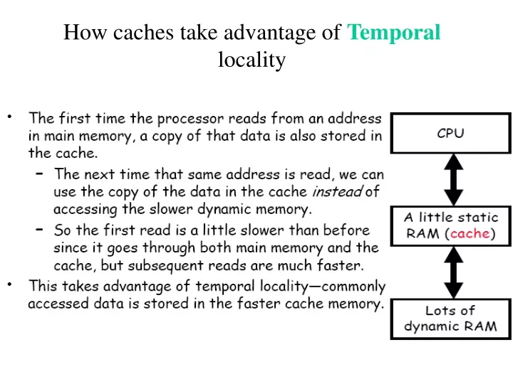 how caches take advantage of temporal locality