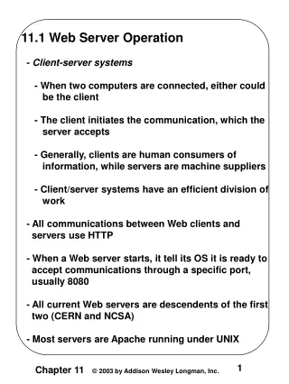 11.1 Web Server Operation   -  Client-server systems