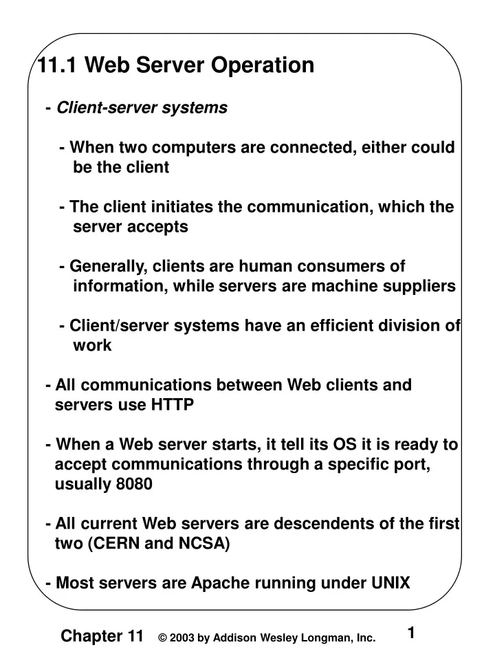 11 1 web server operation client server systems