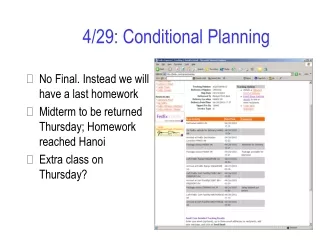 4/29: Conditional Planning