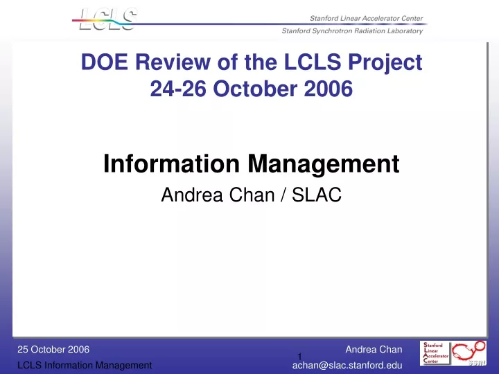 doe review of the lcls project 24 26 october 2006