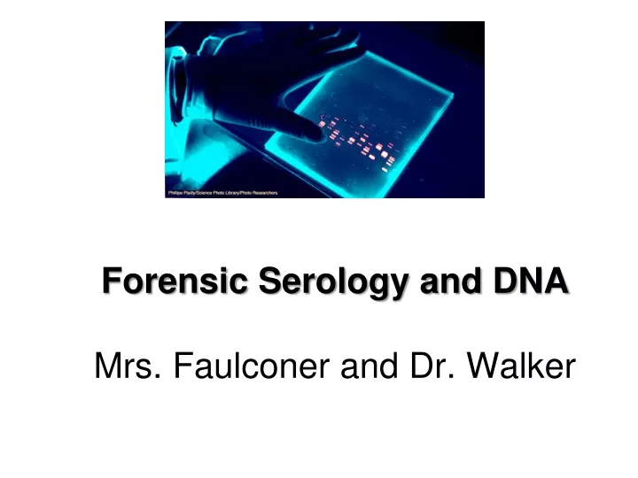 forensic serology and dna mrs faulconer and dr walker