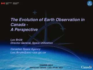 The Evolution of Earth Observation in Canada -   A Perspective