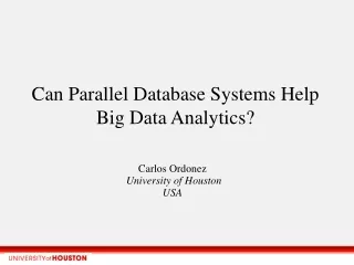 can parallel database systems help big data analytics