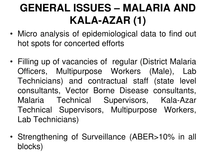general issues malaria and kala azar 1