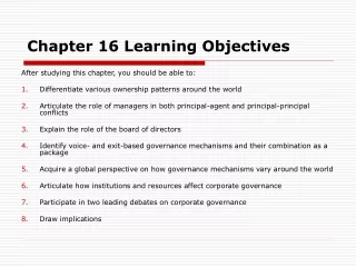 Chapter 16 Learning Objectives