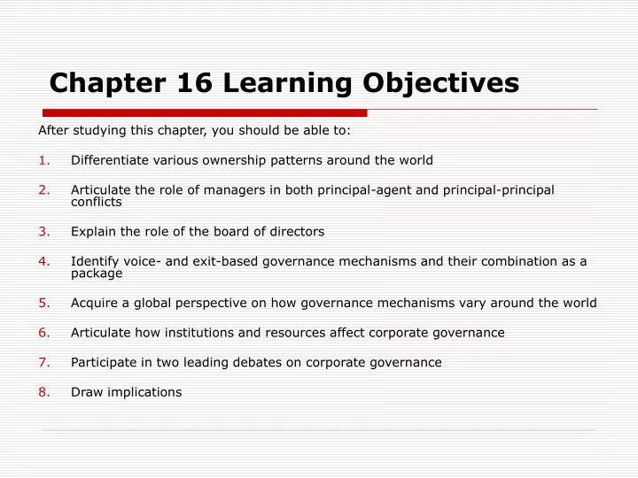 chapter 16 learning objectives