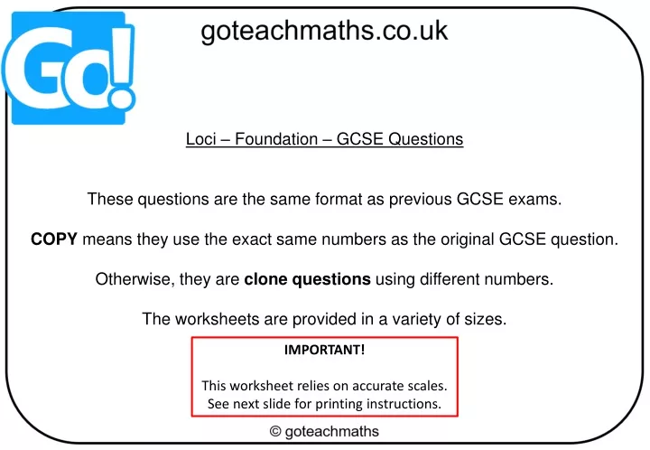 loci foundation gcse questions these questions